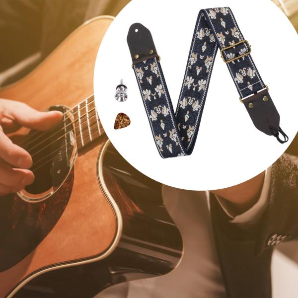ギターストラップ ベースギターストラップ クラシックギター マンドリン アコースティックギター用 ブルー