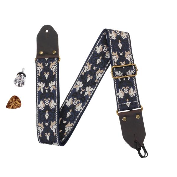 ギターストラップ ベースギターストラップ クラシックギター マンドリン アコースティックギター用 ブルー