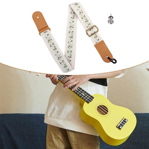 ウクレレストラップ ユニバーサルショルダーベルト 4弦楽器用 テナー/ソプラノ ベージュ