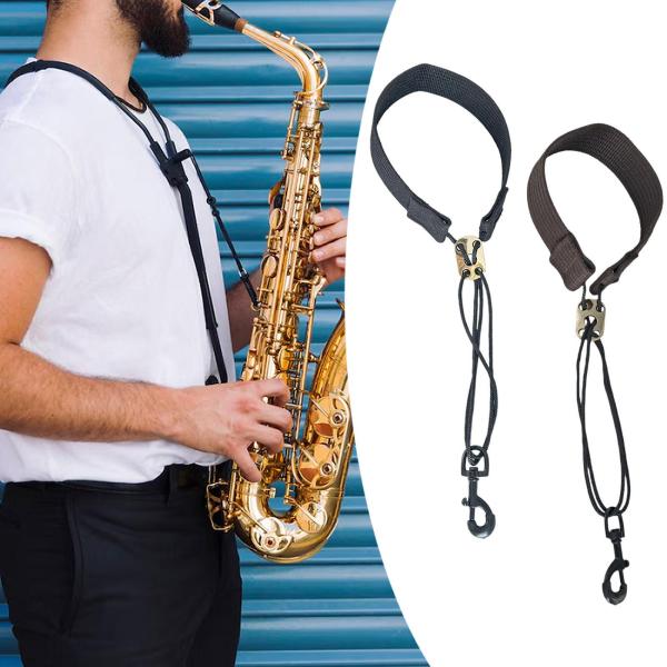 サックスネックストラップ 楽器アクセサリー サックスストラップ テナー・ソプラノ・アルト用 ブラック