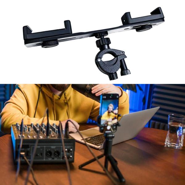 音楽用竪琴電話ホルダー、トランペット用竪琴電話スタンドクリップクランプ、マーチングバンド、クラリネット、練習の楽譜を簡単に読める調節可能