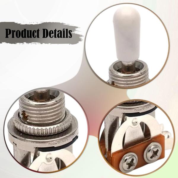 エレキギター用 3ウェイ トグルスイッチ メタルコンポーネント ショート 交換用 大人用 シルバー