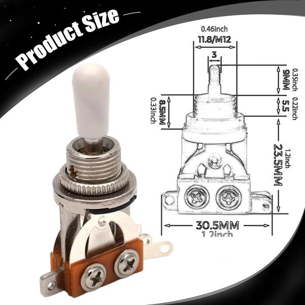 エレキギター用 3ウェイ トグルスイッチ メタルコンポーネント ショート 交換用 大人用 シルバー