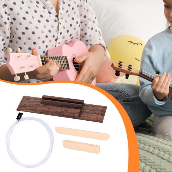 ウクレレブリッジ弦セット、DIYウクレレパーツ、、プロ仕様の木製ブリッジ交換パーツ、簡単な取り付け