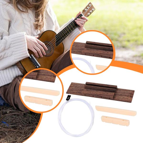 ウクレレブリッジ弦セット、DIYウクレレパーツ、、プロ仕様の木製ブリッジ交換パーツ、簡単な取り付け