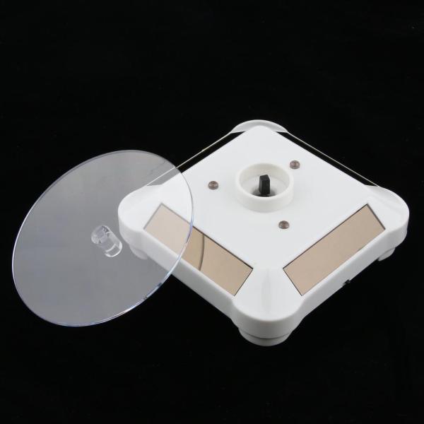 宝石類の白のためのledスタンドを回転させるソーラーターンテーブル回転ライト