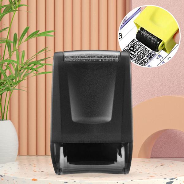 個人情報保護ローラー スタンプ 詰め替え可能 プライバシー ローラー メッシー コード ブラック