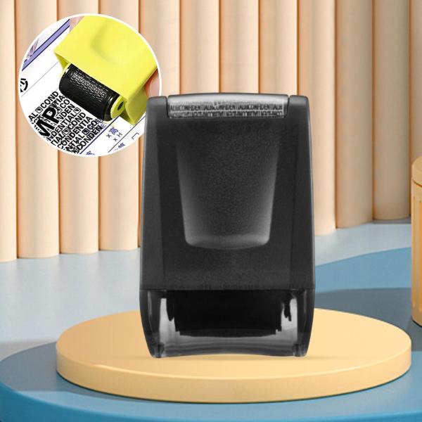 個人情報保護ローラー スタンプ 詰め替え可能 プライバシー ローラー メッシー コード ブラック