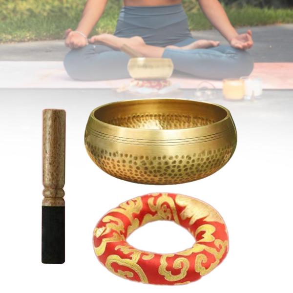 チベットのハンドハンマーサウンドボウルセット ポータブル多目的瞑想ボウル 8.5cm