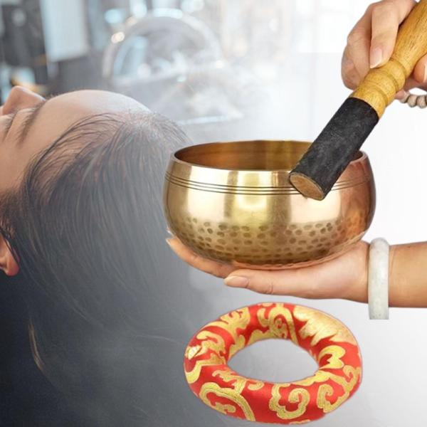 チベットのハンドハンマーサウンドボウルセット ポータブル多目的瞑想ボウル 8.5cm