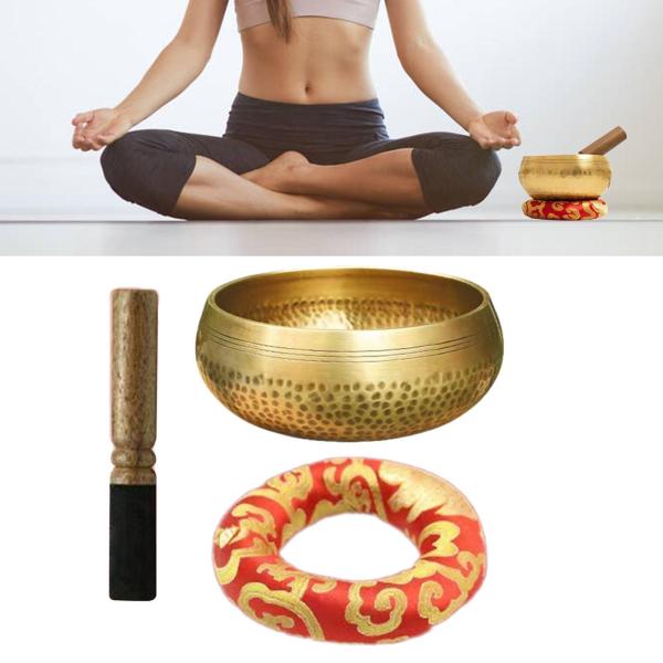 チベットのハンドハンマーサウンドボウルセット ポータブル多目的瞑想ボウル 12cm