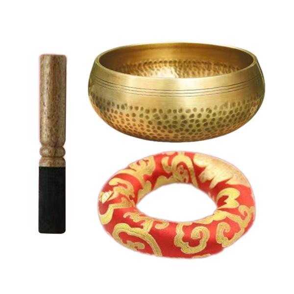 チベットのハンドハンマーサウンドボウルセット ポータブル多目的瞑想ボウル 15.5cm
