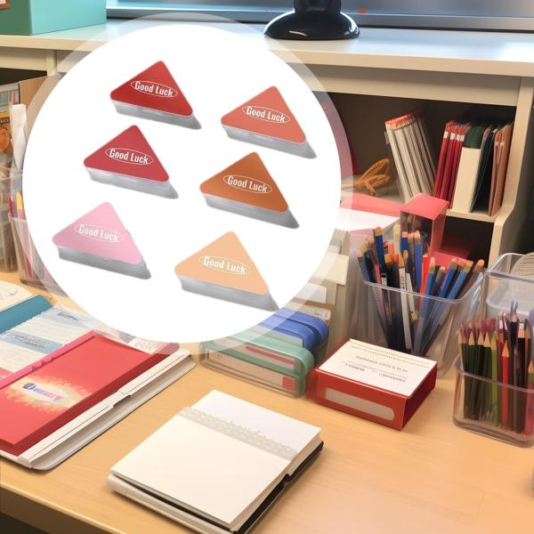 6個入り コーナーペーパークリップ 三角形 ブックページコーナークリップ オフィス文具用 ピンク