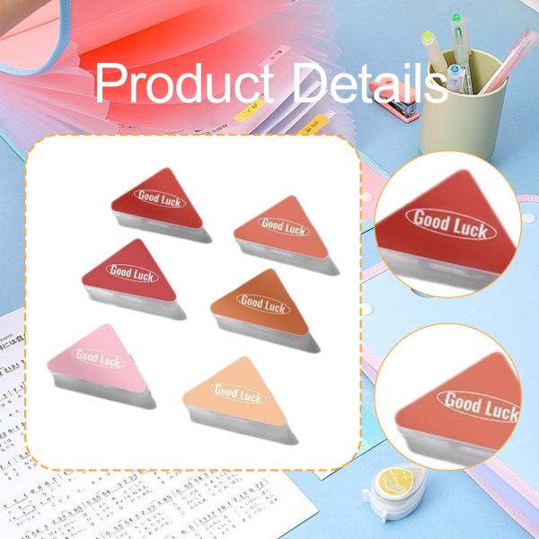 6個入り コーナーペーパークリップ 三角形 ブックページコーナークリップ オフィス文具用 ピンク