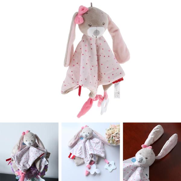 ぬいぐるみ毛布歯が生えるセキュリティタグ赤ちゃんの安全毛布ピンクうさぎ