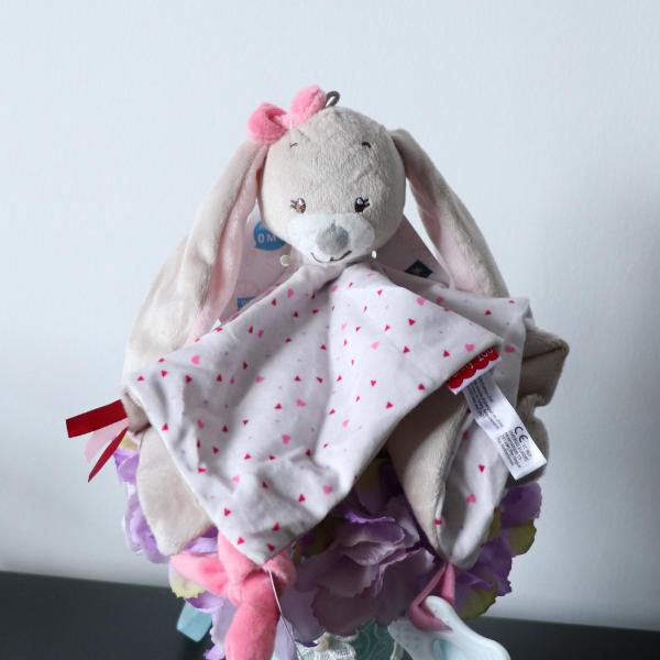 ぬいぐるみ毛布歯が生えるセキュリティタグ赤ちゃんの安全毛布ピンクうさぎ