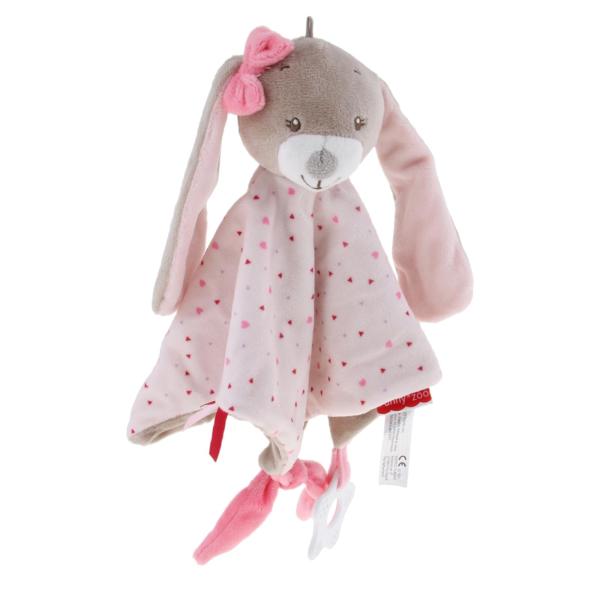 ぬいぐるみ毛布歯が生えるセキュリティタグ赤ちゃんの安全毛布ピンクうさぎ