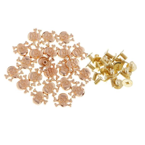 20セットメタルスカルスクリューバックリベットパンクスタッドスパイクファスナーにレザーベルトバッグ