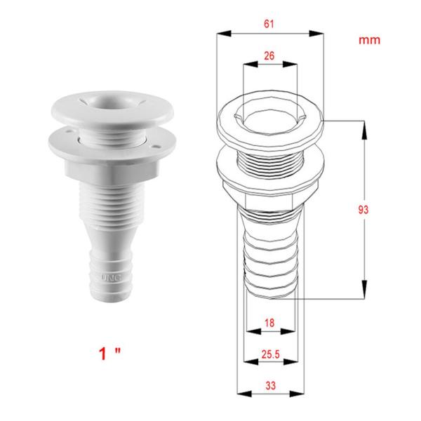 排水パーツ エアレータ ホース継手 ボート用 ナイロン スルーホール ビルジポンプ 全5サイズ