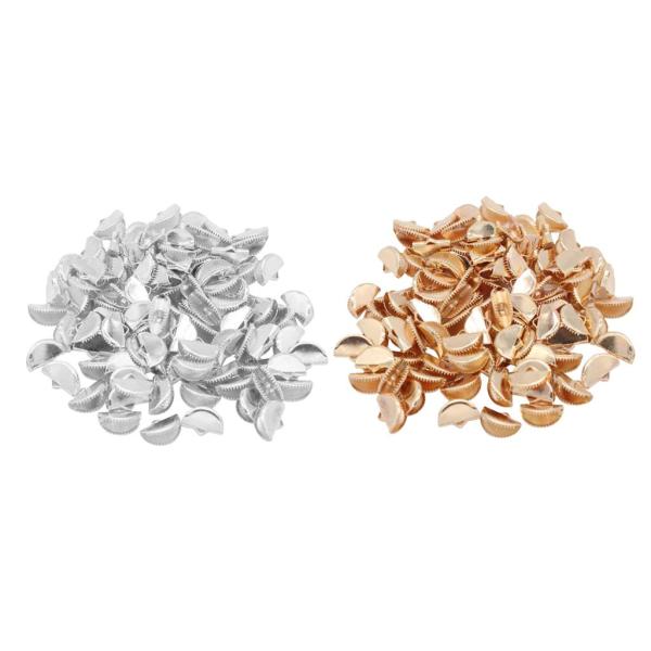 100個半円形リボン圧着エンドクリップクランプベルトチップコネクタ