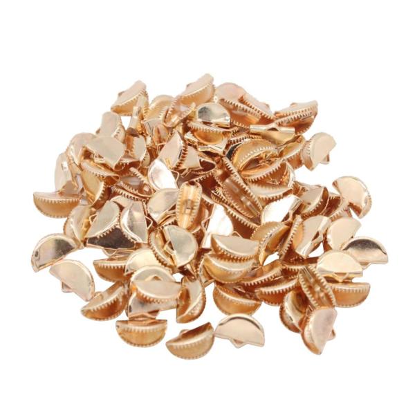 100個半円形リボン圧着エンドクリップクランプベルトチップコネクタ