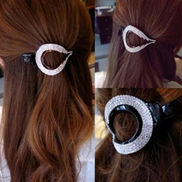 エレガントなフルクリスタル女性ヘアクリップヘアピンラインストーンクランプ爪帽子