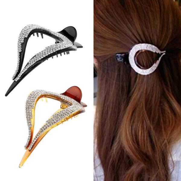 エレガントなフルクリスタル女性ヘアクリップヘアピンラインストーンクランプ爪帽子