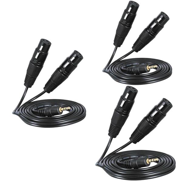 黒 3.5mm TRSオス-デュアルXLRメス バランス インターコネクト オーディオケーブル 全3サイズ