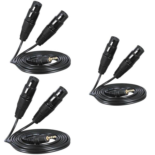 黒 3.5mm TRSオス-デュアルXLRメス バランス インターコネクト オーディオケーブル 全3サイズ