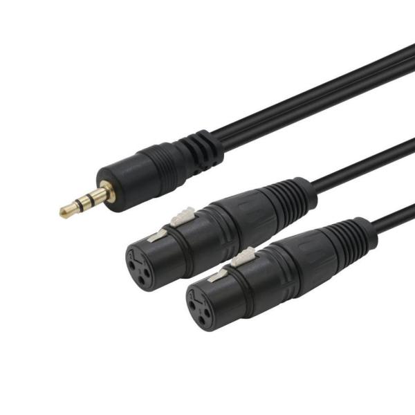 黒 3.5mm TRSオス-デュアルXLRメス バランス インターコネクト オーディオケーブル 全3サイズ