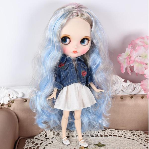 4色 1/6ドール用 頭皮ヘッドシェル付き ロングカーリーウィッグ DIYアクセサリー