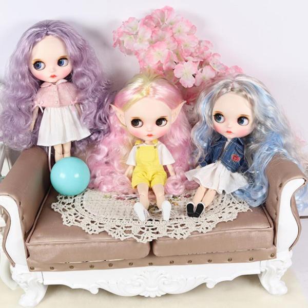 4色 1/6ドール用 頭皮ヘッドシェル付き ロングカーリーウィッグ DIYアクセサリー