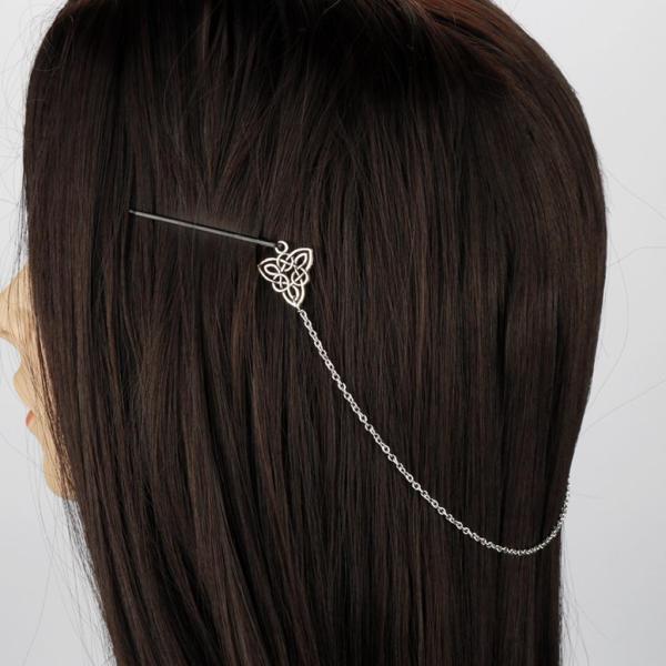 ヘアピン チェーン ヘッドドレス 髪飾り ケルト ブライダル シンプル へアアクセサリー 全4タイプ