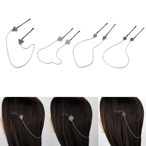 ヘアピン チェーン ヘッドドレス 髪飾り ケルト ブライダル シンプル へアアクセサリー 全4タイプ
