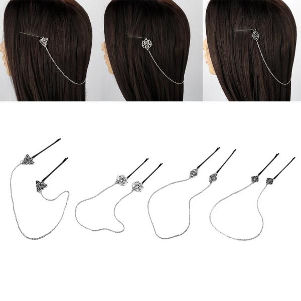 ヘアピン チェーン ヘッドドレス 髪飾り ケルト ブライダル シンプル へアアクセサリー 全4タイプ