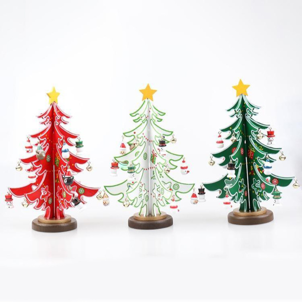 木製クリスマスツリー飾りお祝いデスクトップ3dクリスマス装飾パーティーベッドルームオフィス.クリスマスへのギフト.子供のための誕生日