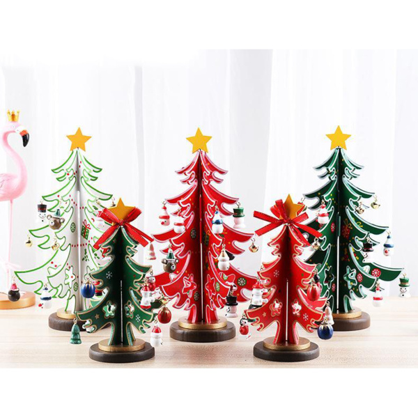 木製クリスマスツリー飾りお祝いデスクトップ3dクリスマス装飾パーティーベッドルームオフィス.クリスマスへのギフト.子供のための誕生日
