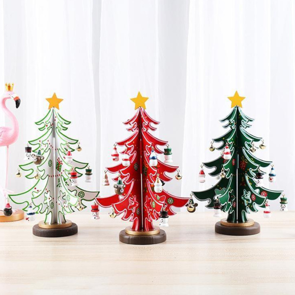 木製クリスマスツリー飾りお祝いデスクトップ3dクリスマス装飾パーティーベッドルームオフィス.クリスマスへのギフト.子供のための誕生日