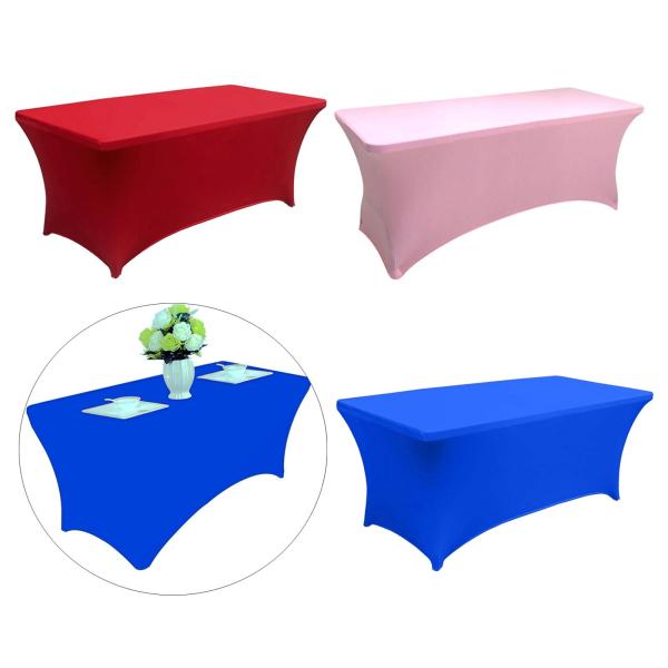 6ftテーブルクロス長方形スパンデックスリネン.ストレッチテーブルクロステーブルカバー用6足折りたたみテーブル.架台テーブル.イベント装飾