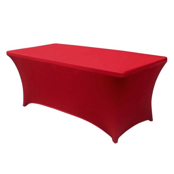 6ftテーブルクロス長方形スパンデックスリネン.ストレッチテーブルクロステーブルカバー用6足折りたたみテーブル.架台テーブル.イベント装飾