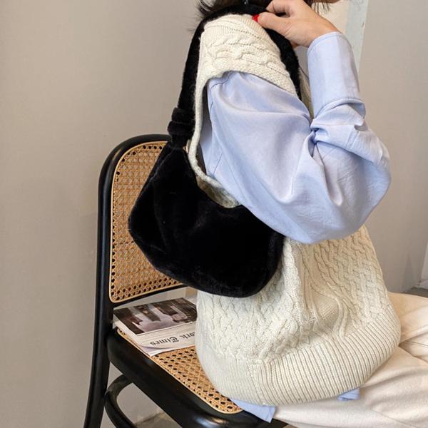 女性ぬいぐるみ財布ハンドバッグふわふわミニショルダーバッグ脇の下バッグイブニングクラッチトップハンドルの女の子