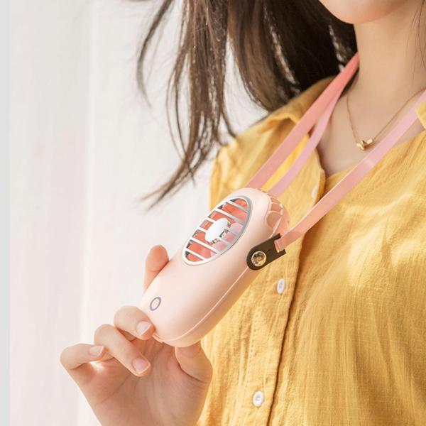 ネックファンハンズフリー個人.usb充電式ポータブルぶら下げネックレスファン調節可能なストラップで女性の子供の女の子男性屋外旅行