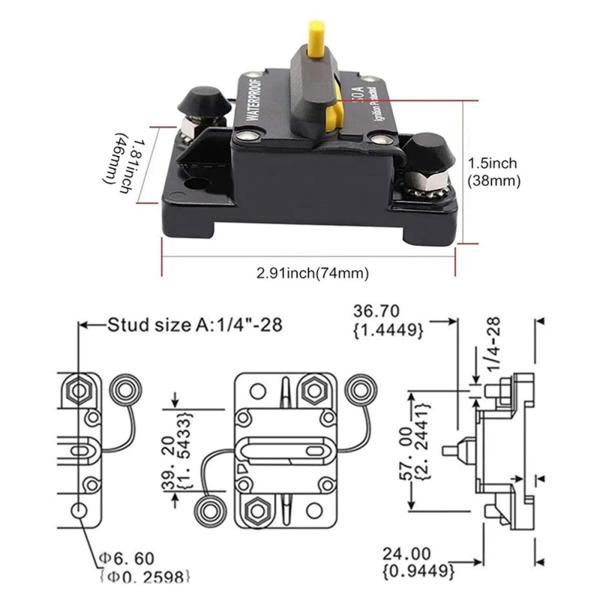 30-300AMP 電路遮断器 自動車 船 ヨット サーキットブレーカー ブレーカーボックス IP67防水 12V-48V 手動リセットヒューズ