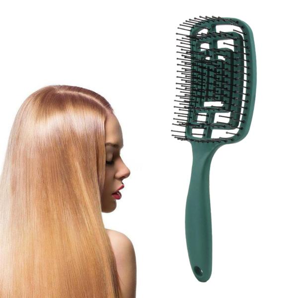 もつれ解除detangler湾曲したベントヘアブラシくしと女性なしもっともつれヘアブラシロング厚い薄型カーリー自然な髪