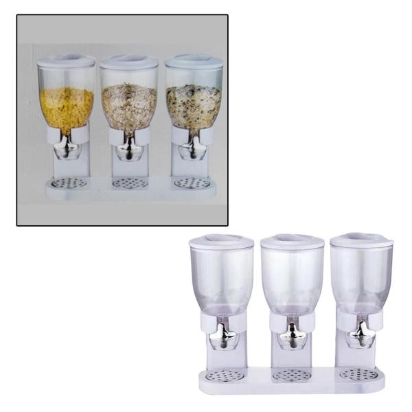 プラスチック製トリプルキャニスターシリアルディスペンサーマシン収納ボトル用品