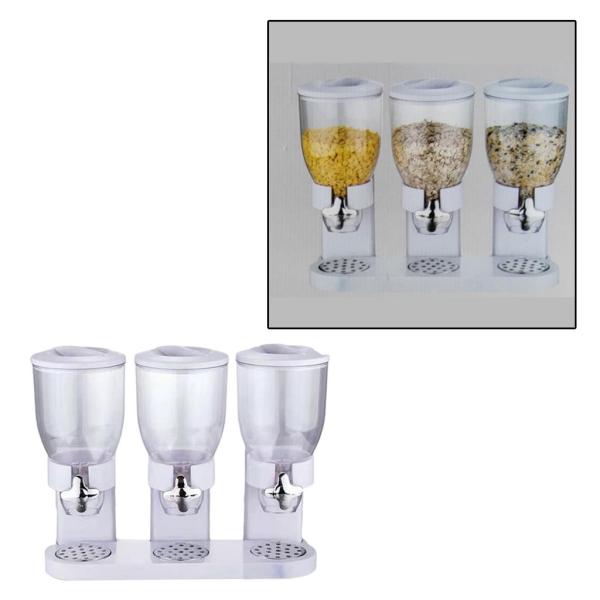 プラスチック製トリプルキャニスターシリアルディスペンサーマシン収納ボトル用品