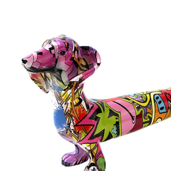 樹脂カラフルな犬の置物落書きダックシュンド像装飾工芸品コレクション