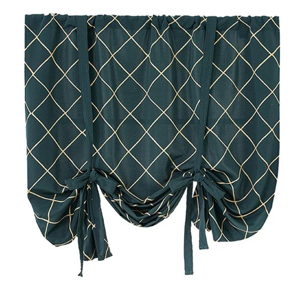 幾何学的な刺〓カーテンバランスタイアップバルーンシェードルームダークニングロッドキッチンウィンドウズファームハウスアクセサリー