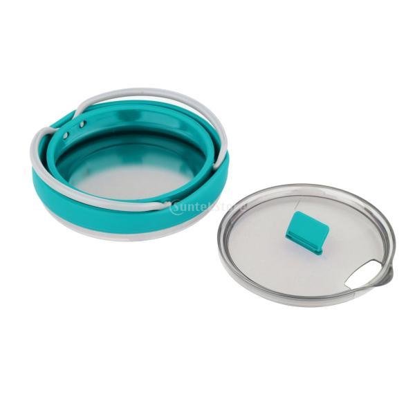 折り畳みケトル トラベルケトル ポット アウトドア調理器具 キャンプ 旅行用 シリコン 湯沸かし器 1L 折りたたみ式 省スペース 軽量