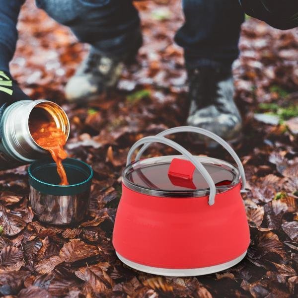 折り畳みケトル トラベルケトル ポット アウトドア調理器具 キャンプ 旅行用 シリコン 湯沸かし器 1L 折りたたみ式 省スペース 軽量